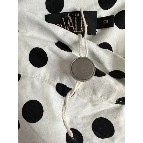 De La Vali Cotton Skirt High Low Ruffle Polka Dot 10UK or About 6US Black White - Picture 5 of 6